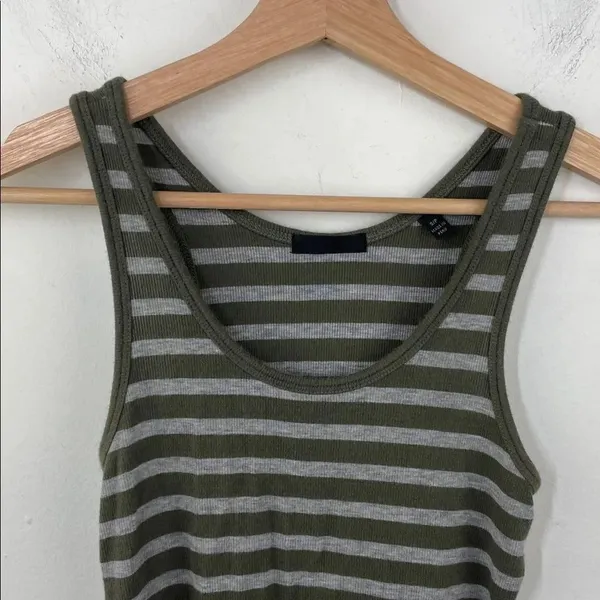ATM Anthony Thomas Melillo Olive and Gray Striped Tank Top - Image 5