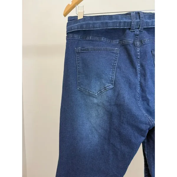 Pantete Curvy Flare Jeans With Belt Dark Wash SzXL /34 - Image 3
