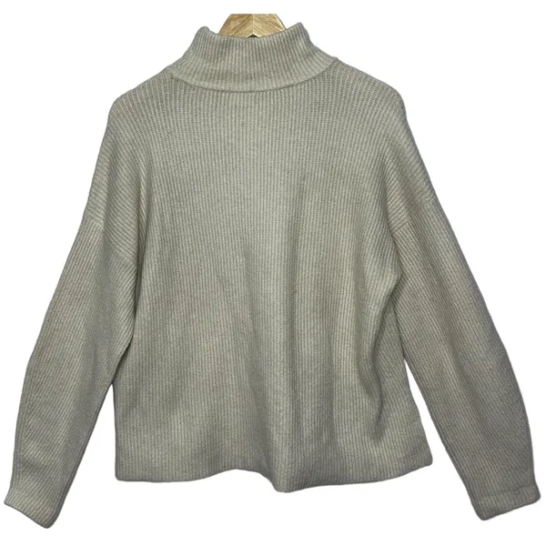 Abercrombie & Fitch Cream Wool Knit Pullover Mock Neck Turtleneck Sweater Size M - Image 2