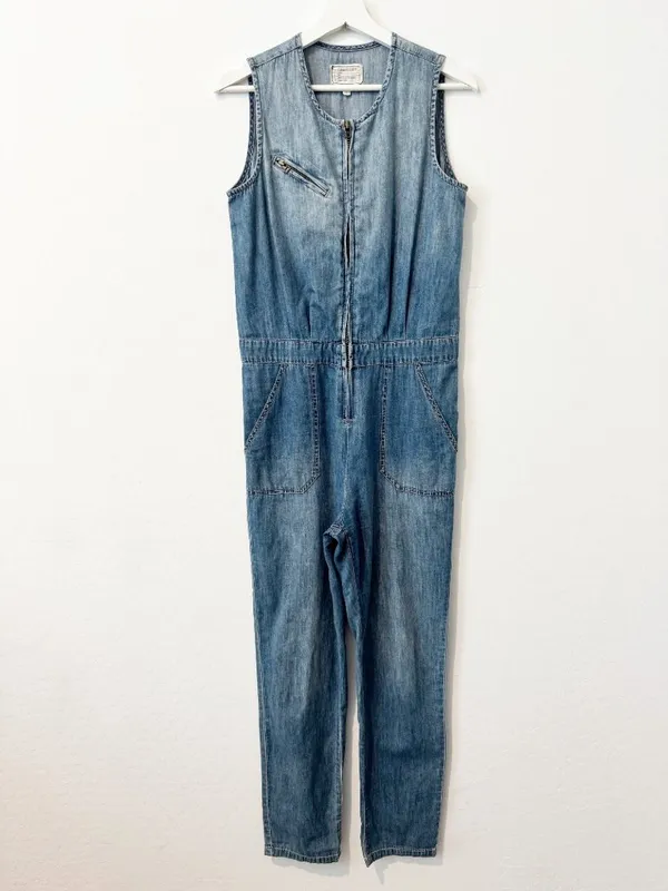 Current Elliott Jumpsuit Size XS Blue Chambray Denim Flight Suit Barn Ranch Wear - Image 3