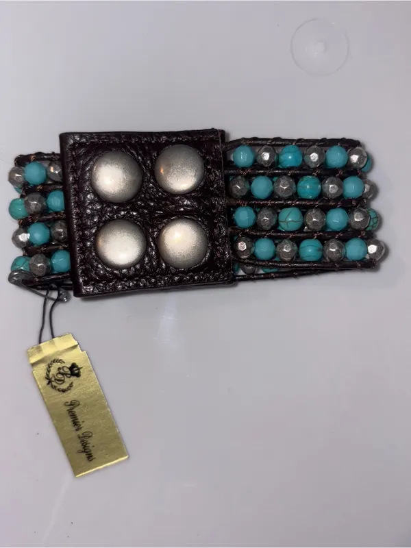 Premier Designs Turquoise and Silver Multi-Row Wrap Bracelet - Image 2