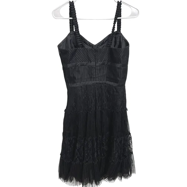 Antonio Melani Black Lace Tiered Cocktail Dress Pleated Tulle Size‎ 6 Whimsigoth - Image 2