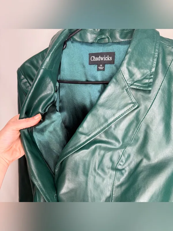 Chadwicks Vintage Y2K Deep Green 100% Leather Blazer Tailored Capsule Classic - Image 7