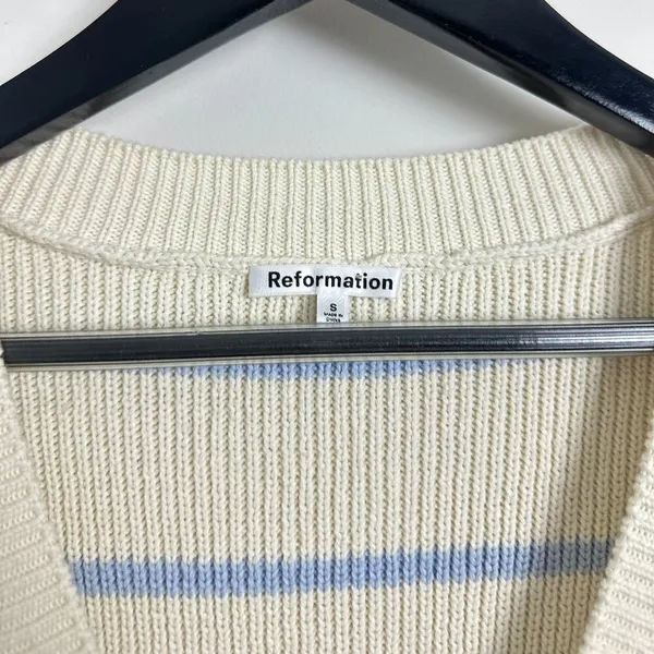 REFORMATION Janey Cotton Sweater Vest in Pablo Stripe Size Small - Image 4