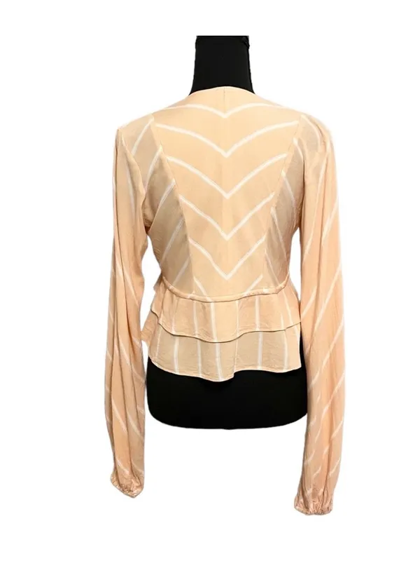 Free People Lightweight Ruffled Tierd Samifan Blouse in Peach - Image 5