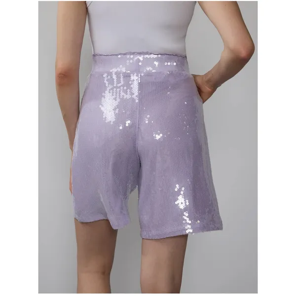 NY&C New‎ York & Company Sequin Shorts Lilac Purple Party Sparkly XL - Image 3