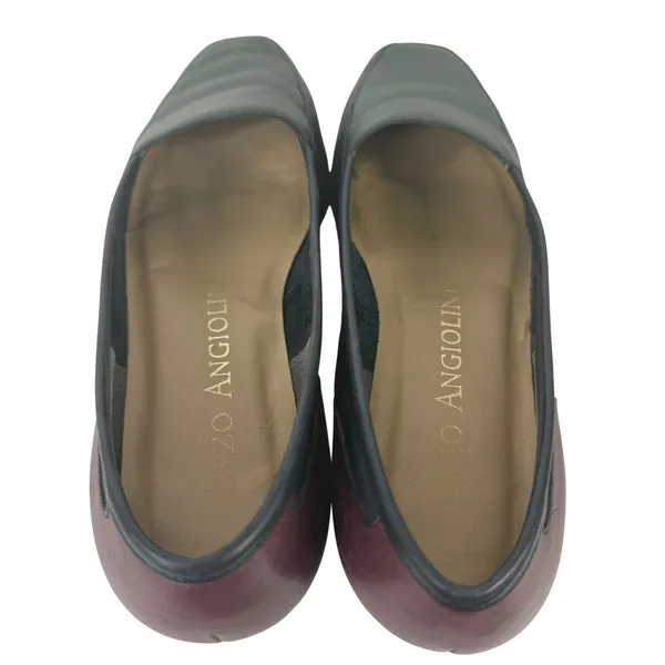 Enzo Angiolini Leather Loafers Flats Colorblock Square Toe Navy Burgundy‎ 5.5 - Image 5