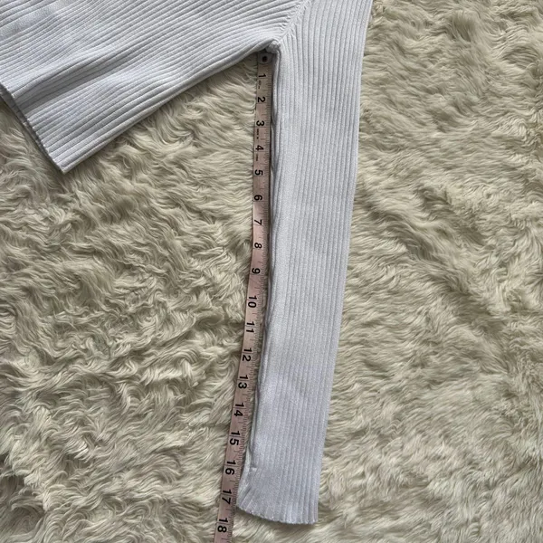 Top Slim Bar Closure Open Cardigan Ribbed White XS NWT New - Image 11