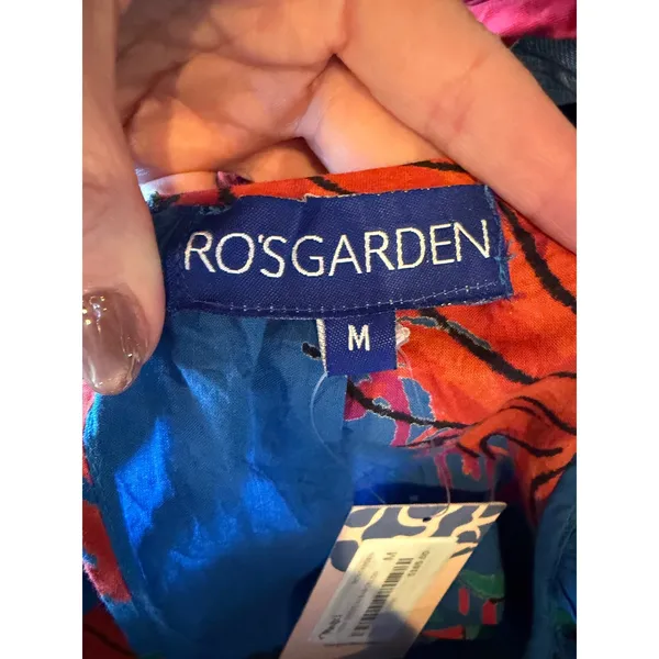 Ro's Garden Vera‎ Dress Women Medium Blue Barcelona Floral NWT Mini Ruffle Boho - Image 11