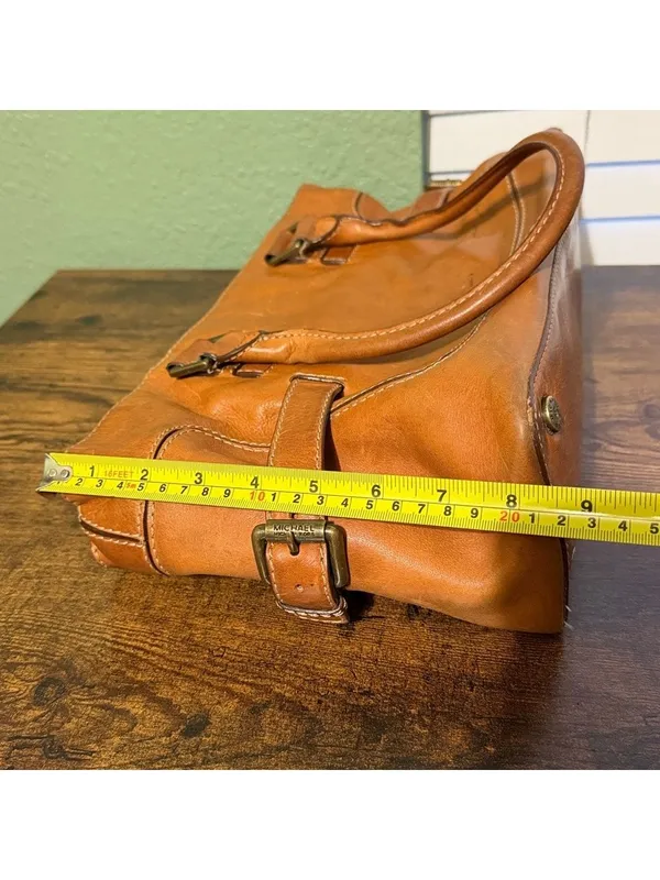 Vintage Michael Kors Leather Saddlebag Bag Purse weekend luggage vacation travel - Image 12