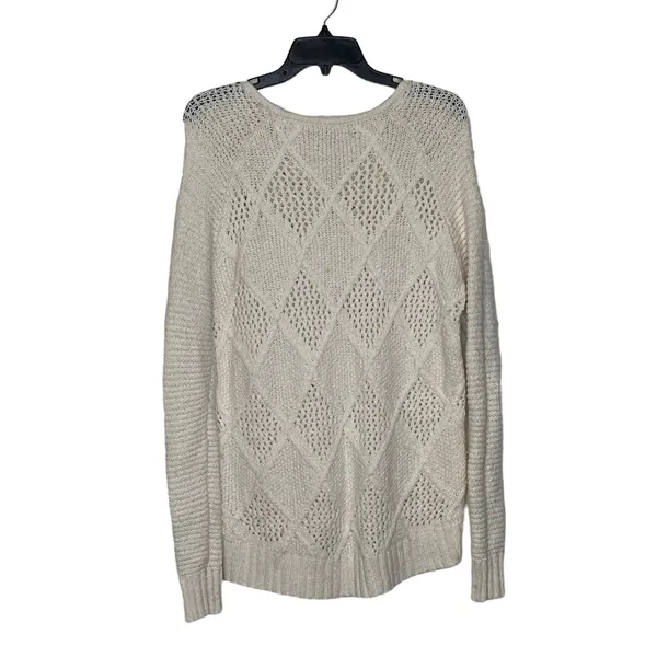 American Eagle Open Knit Sweater Size‎ Small Cream Cotton Wool Stretch Blend - Image 9