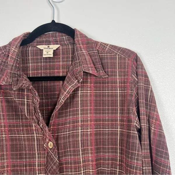 Woolrich‎ Button Up Plaid Flannel Shirt Sz M - Image 3