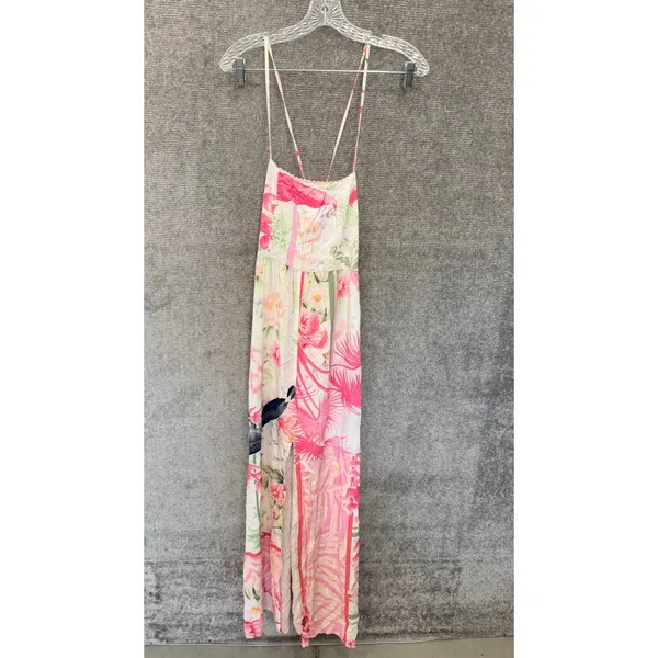 Maaji Maxi Dress Womens Small Multicolor Floral Tropical Boho‎ Bird Print Slit - Image 4
