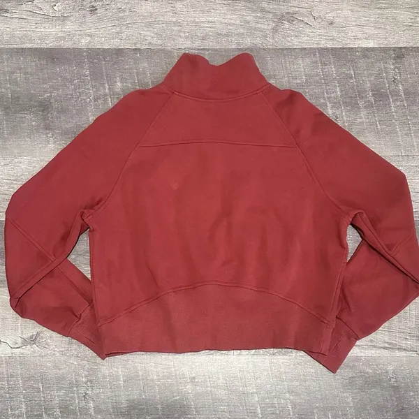 Boutique Stand Collar Half Zip Sweatshirt Women XL Rust Ribbed Thumbhole - Image 5