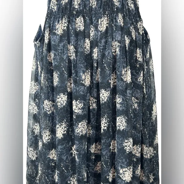 Joie Ruffle Neck Printed Mini Dress | Navy Tan | Medium - Image 8