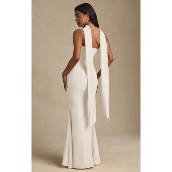 Oh‎ Polly Imogene Ivory Strapless Scarf Detail Maxi Gown NWT Size US 0 - Image 8
