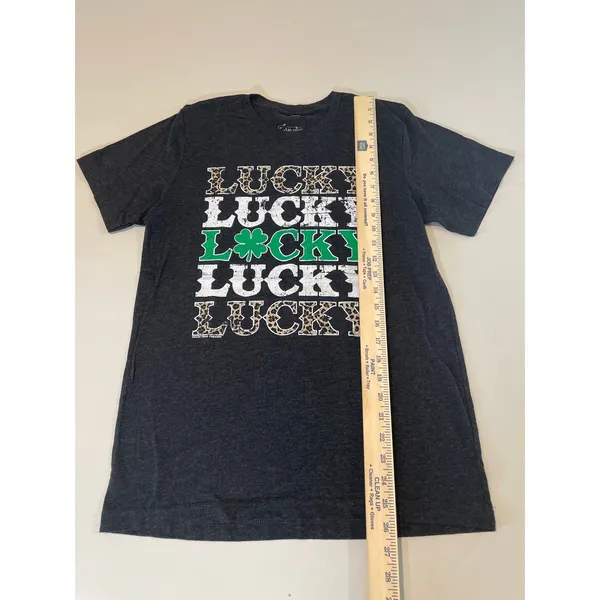 Texas True Threads Lucky Graphic Tee Size M Charcoal Gray Made in USA - Image 2
