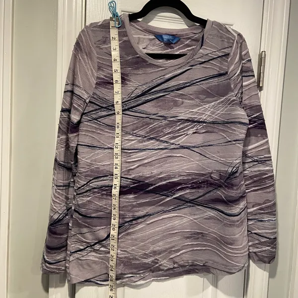 Simply Vera Size L Purple Tie Dye Textured Embroidered Long Sleeve Top - Image 9