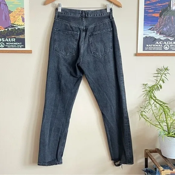 AGOLDE Riley High Rise Straight Crop Jeans Washed Black‎ 100% Cotton Size 24 - Image 2