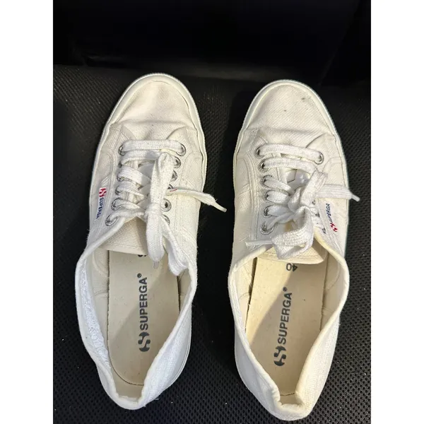 Superga White Canvas Sneakers Casual Tennis Shoes‎ Classic Lace Up US 9 / EU 40 - Image 8