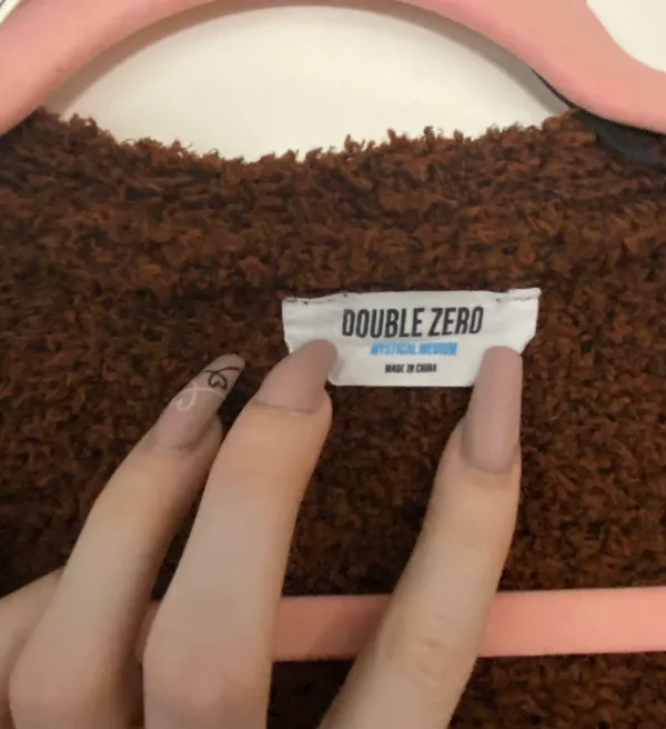 Double Zero Fuzzy Brown Cardigan - Image 2