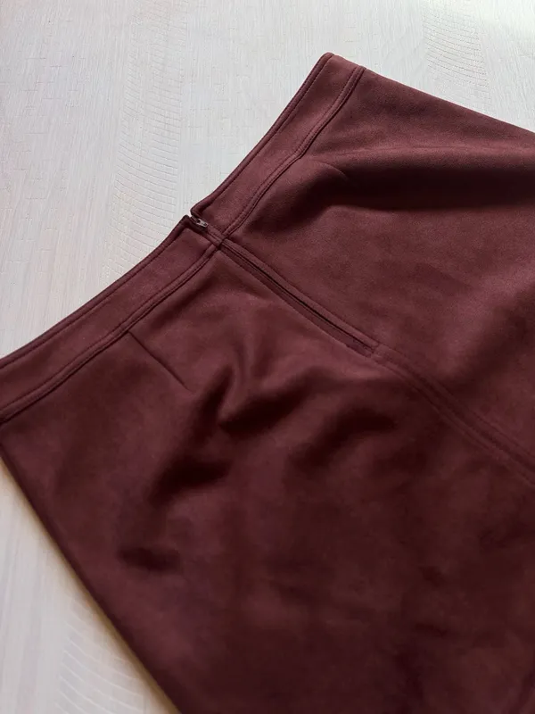A New Day Women's Faux Suede Midi Skirt Burgundy Size XL - Image 3