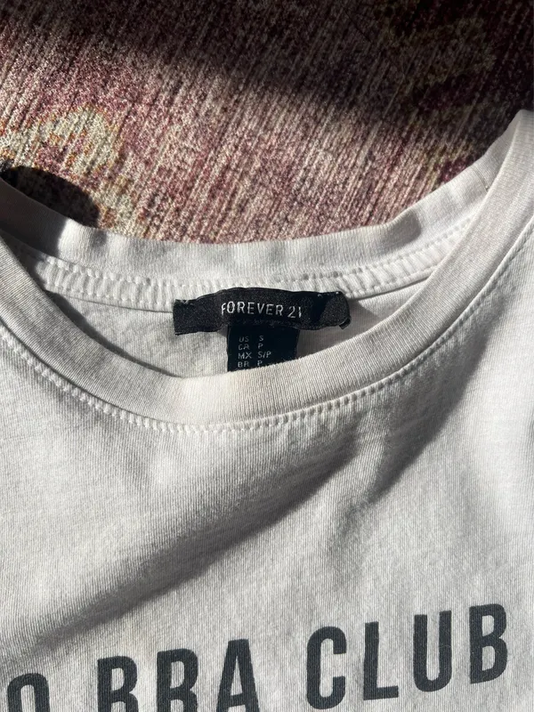 Forever 21 “No Bra Club” White Tee - Image 2