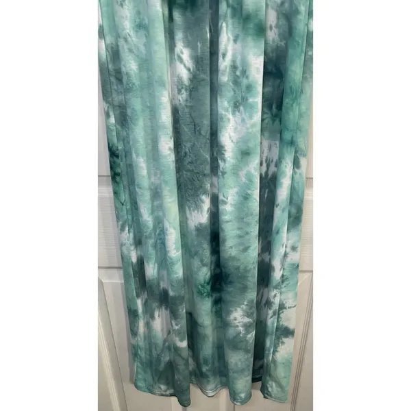 WOOSEA Size S Women’s Sleeveless Deep V-Neck Maxi Dress Blue Green Tie Dye Boho - Image 6