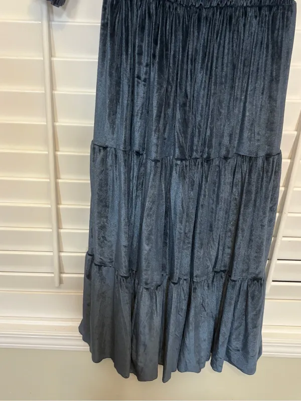 Baltic Born Blue Vivaldi Smocked Velvet Midi Dress Size Medium - Image 5