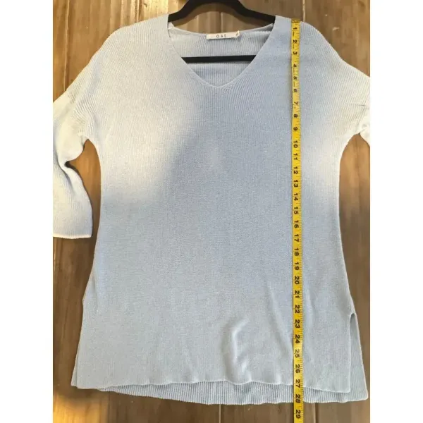 Womens Ost V-Neck Pullover Sweater Bell‎ Sleeve Light Blue Mature Modest SIZe XL - Image 6