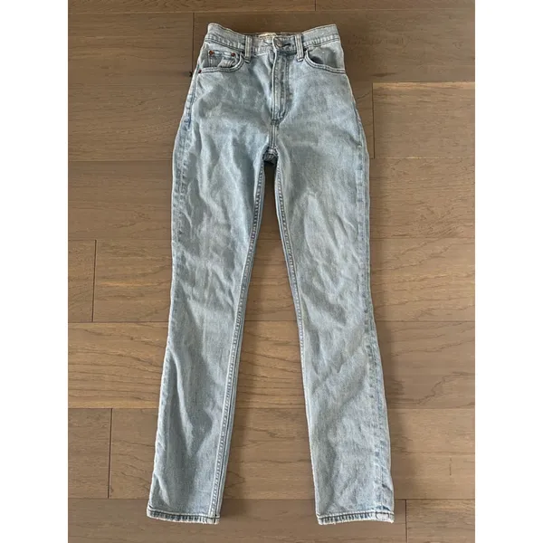 Abercrombie & Fitch High Rise Slim Straight Jeans Size 25 - Image 3
