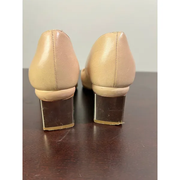 Nicholas Kirkwood‎ Sculptural Block Heel Pumps Nude Leather Office Shoes Size 37 - Image 7