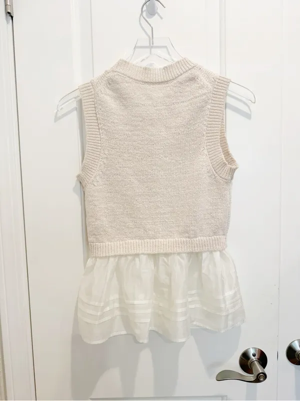 ASTR THE LABEL Sheer Peplum Sweater Vest Cream White size Small Voile Sleeveless - Image 5