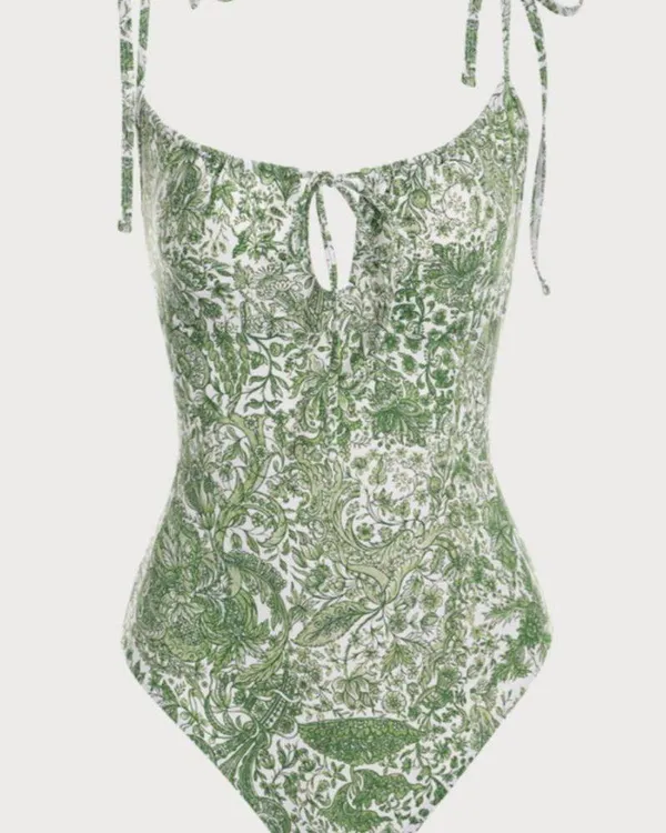BERLOOK Retro Floral Drawstring Ruched One-Piece Swimsuit 48 - Image 6