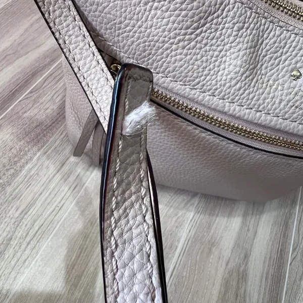 Kate Spade Crossbody Bag Leather Shoulder Bag Designer Purse Light Pink Cream - Image 3