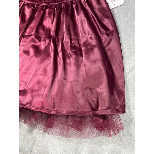 Altar'd State Burgundy Satin Tulle Hem Mini Skirt NWT Size Medium - Image 4