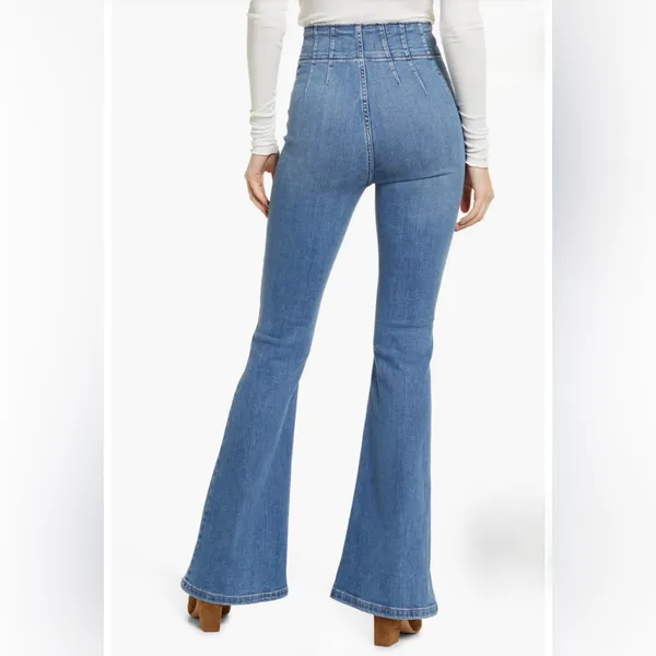 Free People We the Free Women's White Flared Pants with no Pockets Size 35 - Image 6