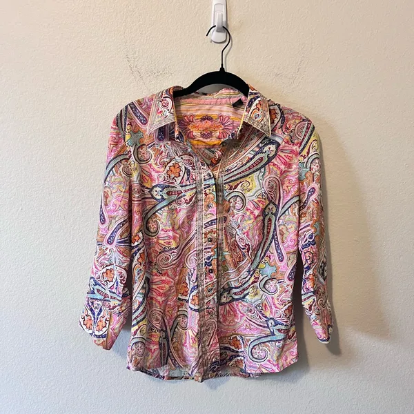 Robert Graham Paisley Rainbow Button 3/4 Long Sleeve Size M - Image 2
