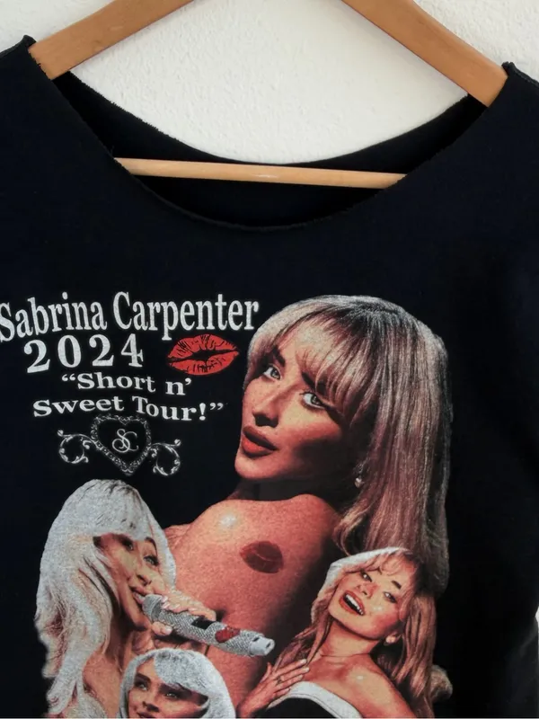 Sabrina Carpenter Short n’ Sweet Tour 2024 Graphic Off the Shoulder T-Shirt - Image 6