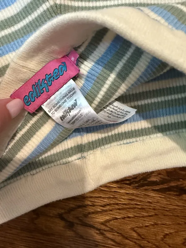 Edikted blue green white striped shorts - Image 3