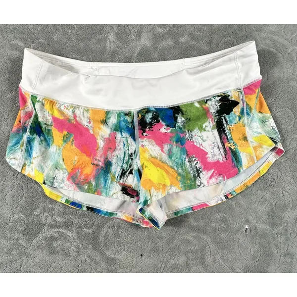 Lululemon Speed Up Low Rise Lined Shorts 2.5" No Limits White Multi Womens 12 - Image 4