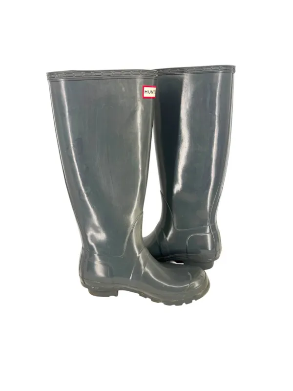 Hunter Original Tall Gloss Rain Boots Womens Gray Size US 6 EU 37 - Image 3