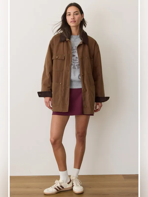 Marine Layer Riley Cotton Barn Jacket in Brown S - Image 9