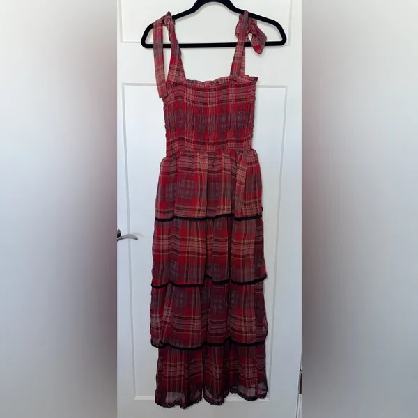 NWOT Vici Sway With Me Plaid Tiered Midi Dress - Image 4