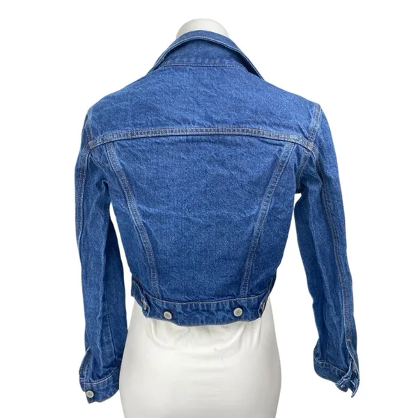 Brandy Melville Blue Long Sleeve Button Up Cropped Denim Jean Jacket Size S - Image 2