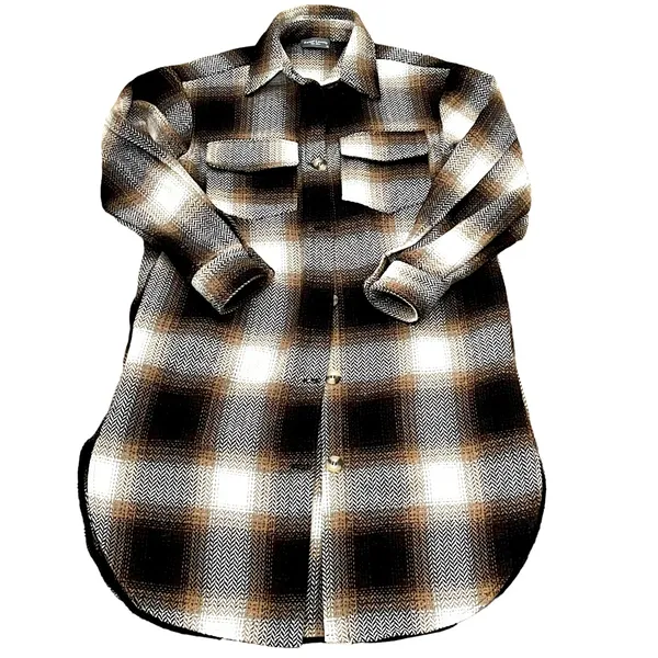 New Sweet Lovely by Jen Long Button Up Plaid Shacket M Brown Size M - Image 11