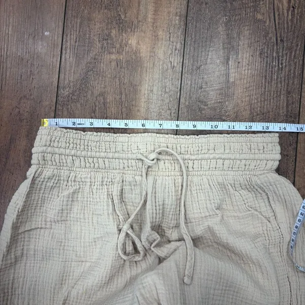 Magaschoni Organic Cotton Gauze Pants Womens S Beige Wide Leg Drawstring Coastal - Image 5
