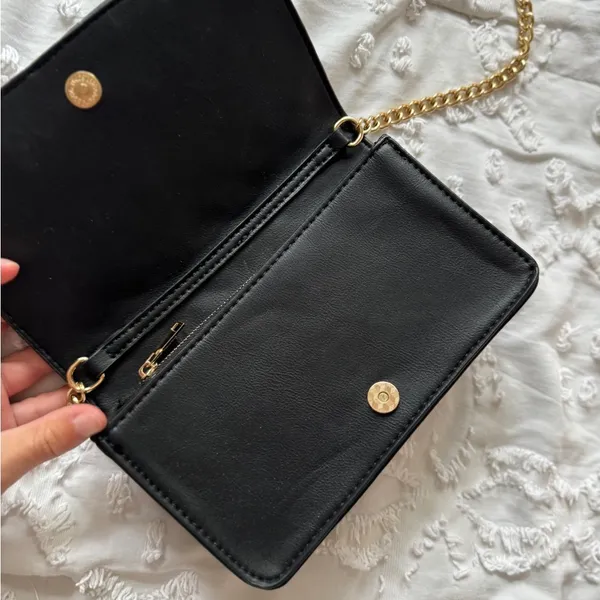 Black Leather Gold Chain Purse - Image 3