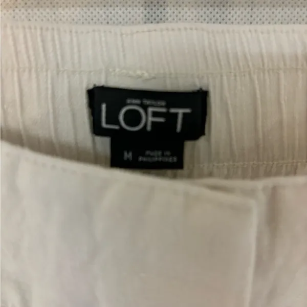 Loft Linen Julie Trouser Pants Womens Size Medium Ivory Straight Leg Cap… - Image 7