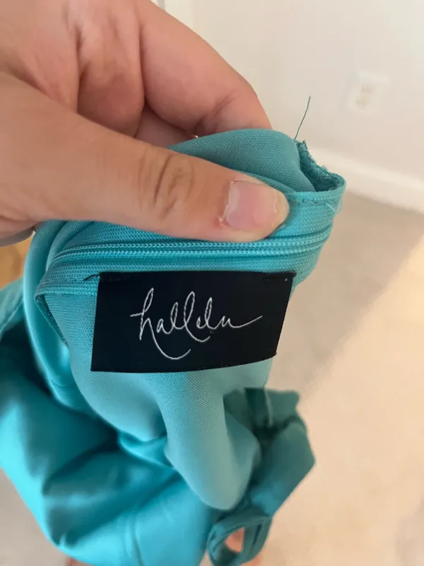 Boutique Teal Green Dress mini one shoulder - Image 4